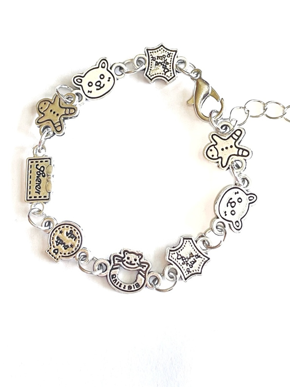 Cats & Bears Bracelet Silver kitty Forever Friends Charms Cute